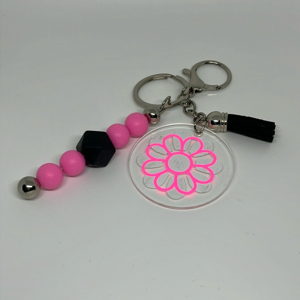 Silicone beaded rod keychain